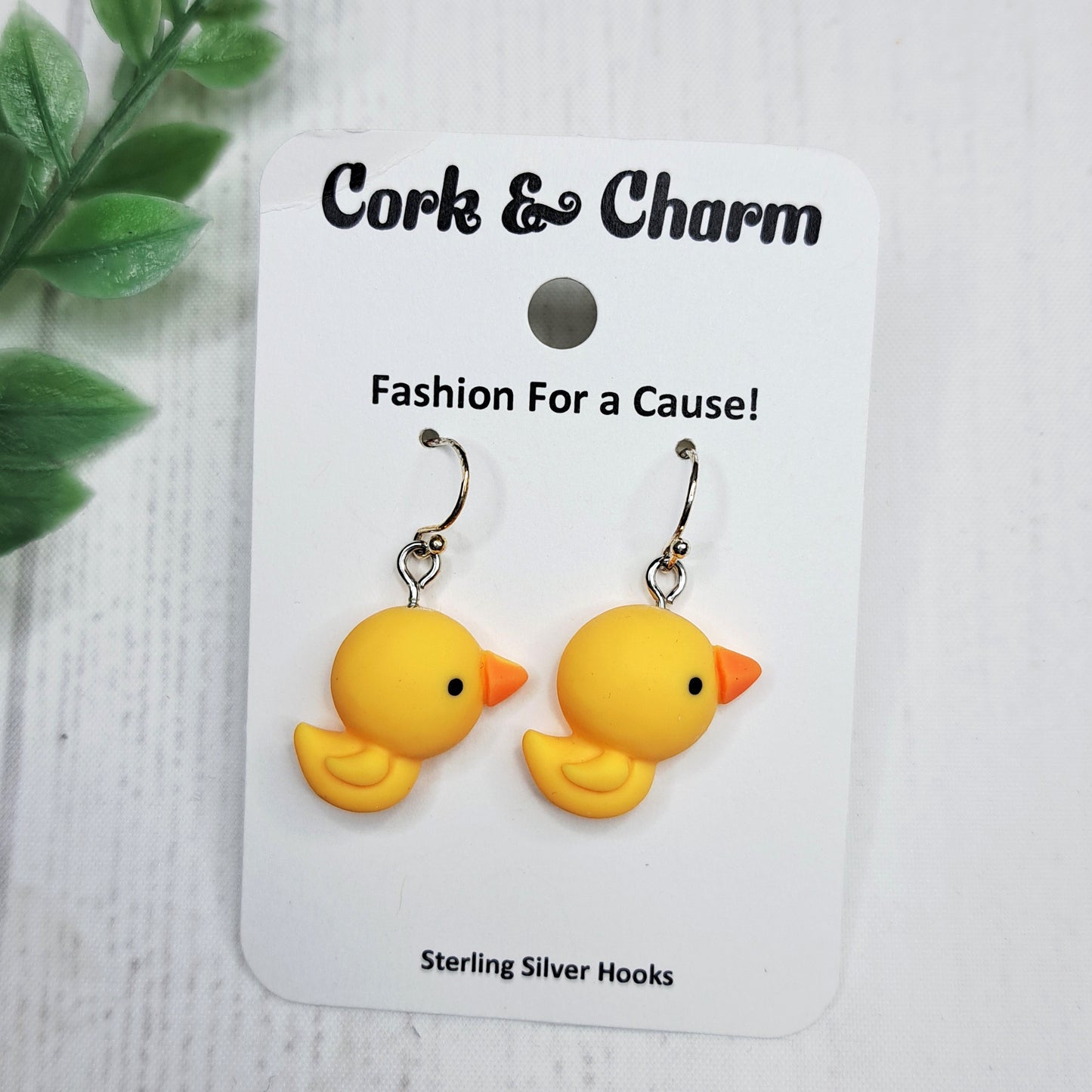 Baby Chick Duck Duckling Bird Sterling Silver Earrings