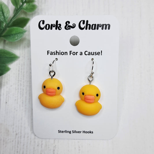 Baby Duck Duckling Bird Sterling Silver Earrings