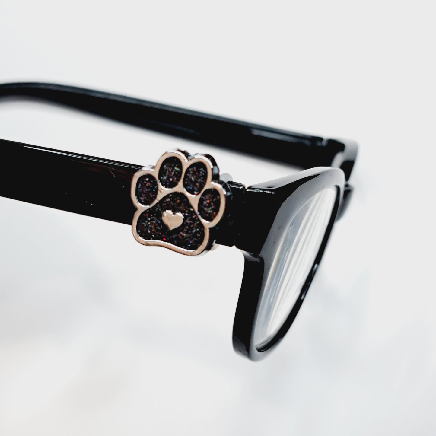 Black Sparkle Pawprint with Heart Cat Dog EyeDeco