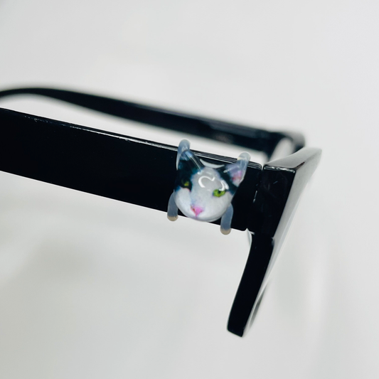 Black and White Tuxedo Resin Cat Head EyeDeco