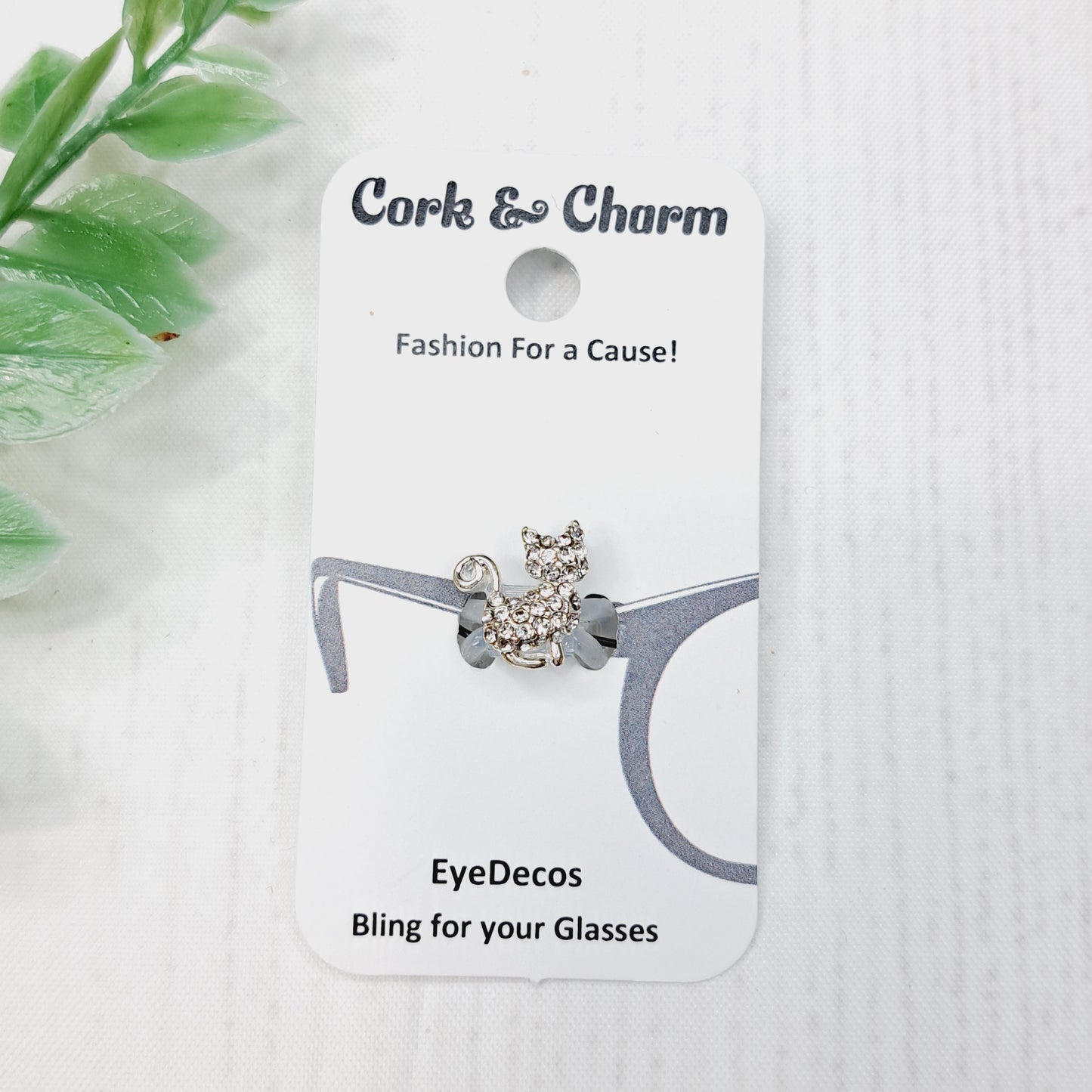 White and Silver Rhinestone Cat EyeDeco