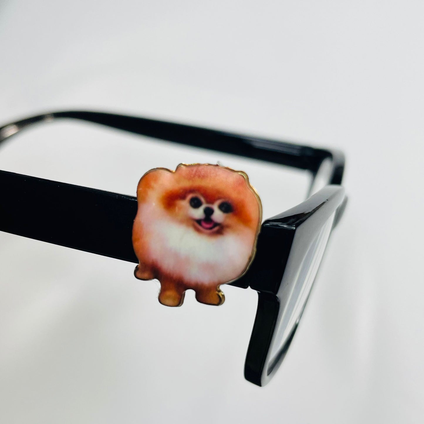 Orange Pomeranian Dog Gold Plated Enamel EyeDeco
