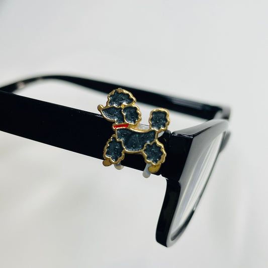 Black Poodle Dog Gold Plated Enamel EyeDeco