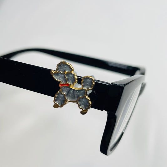 Gray Poodle Dog Gold Plated Enamel EyeDeco
