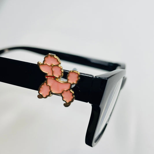 Pink Poodle Dog Gold Plated Enamel EyeDeco