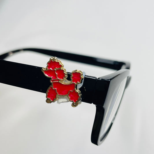 Red Poodle Dog Gold Plated Enamel EyeDeco