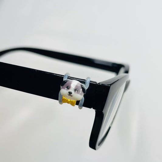 Black and White with Gold Bow Resin Dog EyeDeco