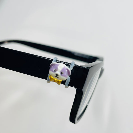 Purple and White with Gold Bow Resin Dog EyeDeco
