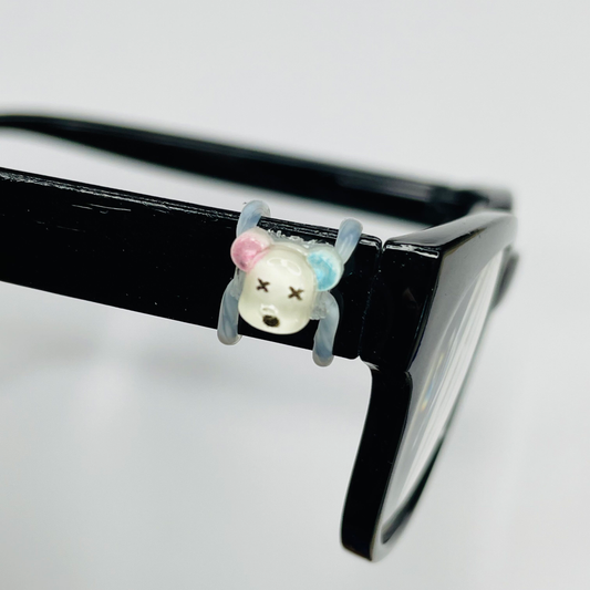 White Dog with Pink and Blue Ears Resin EyeDeco
