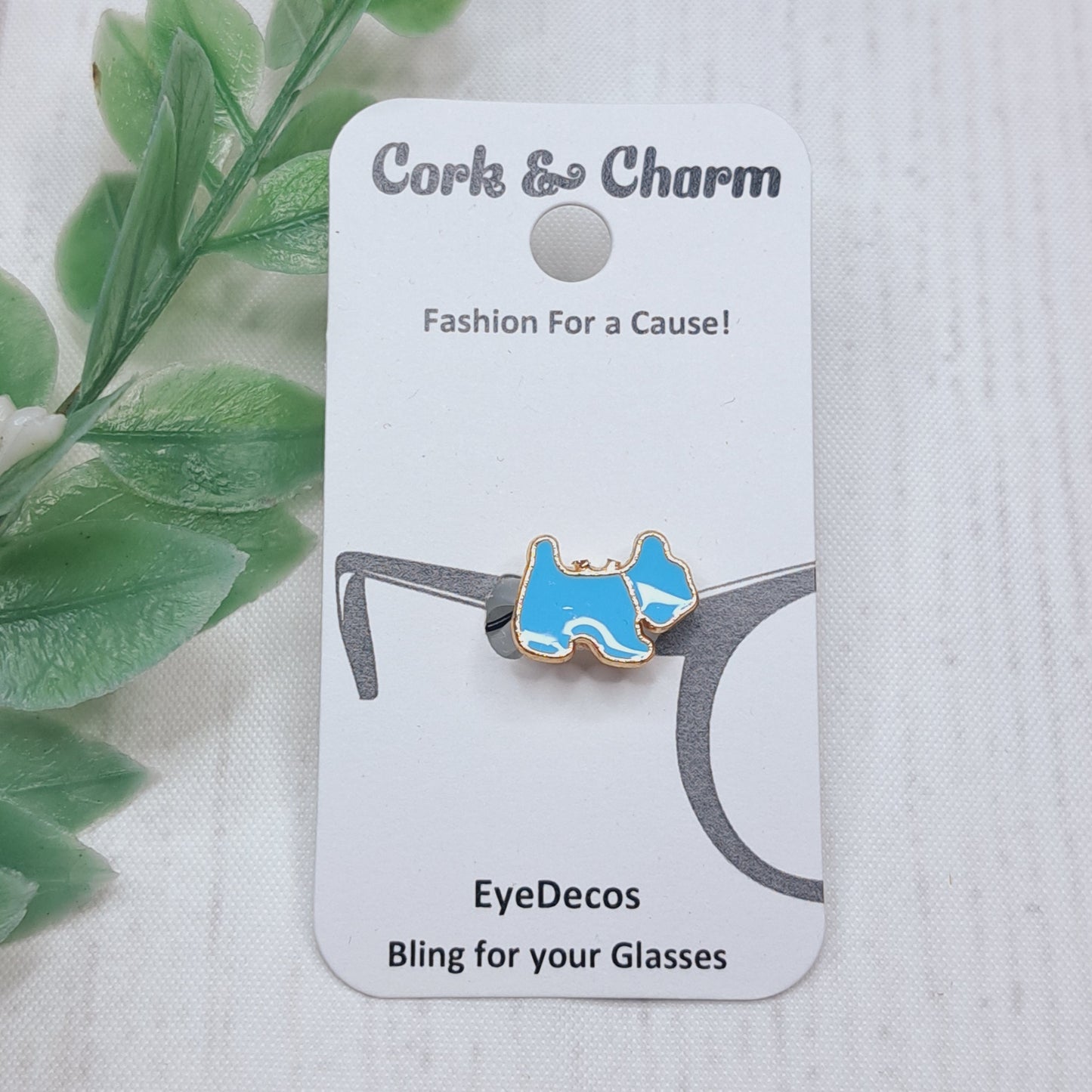 Blue Scottish Terrier Dog Gold Plated Enamel EyeDeco