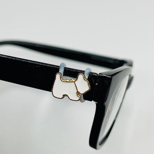 White Scottish Terrier Dog Gold Plated Enamel EyeDeco