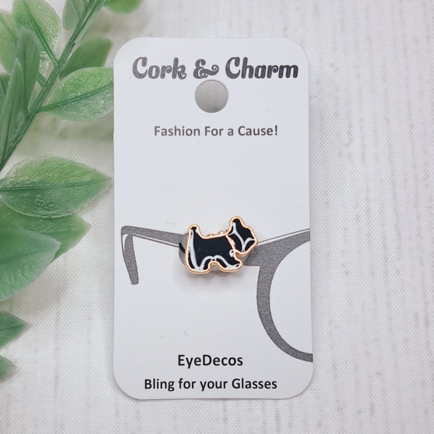 Black Scottish Terrier Dog Gold Plated Enamel EyeDeco