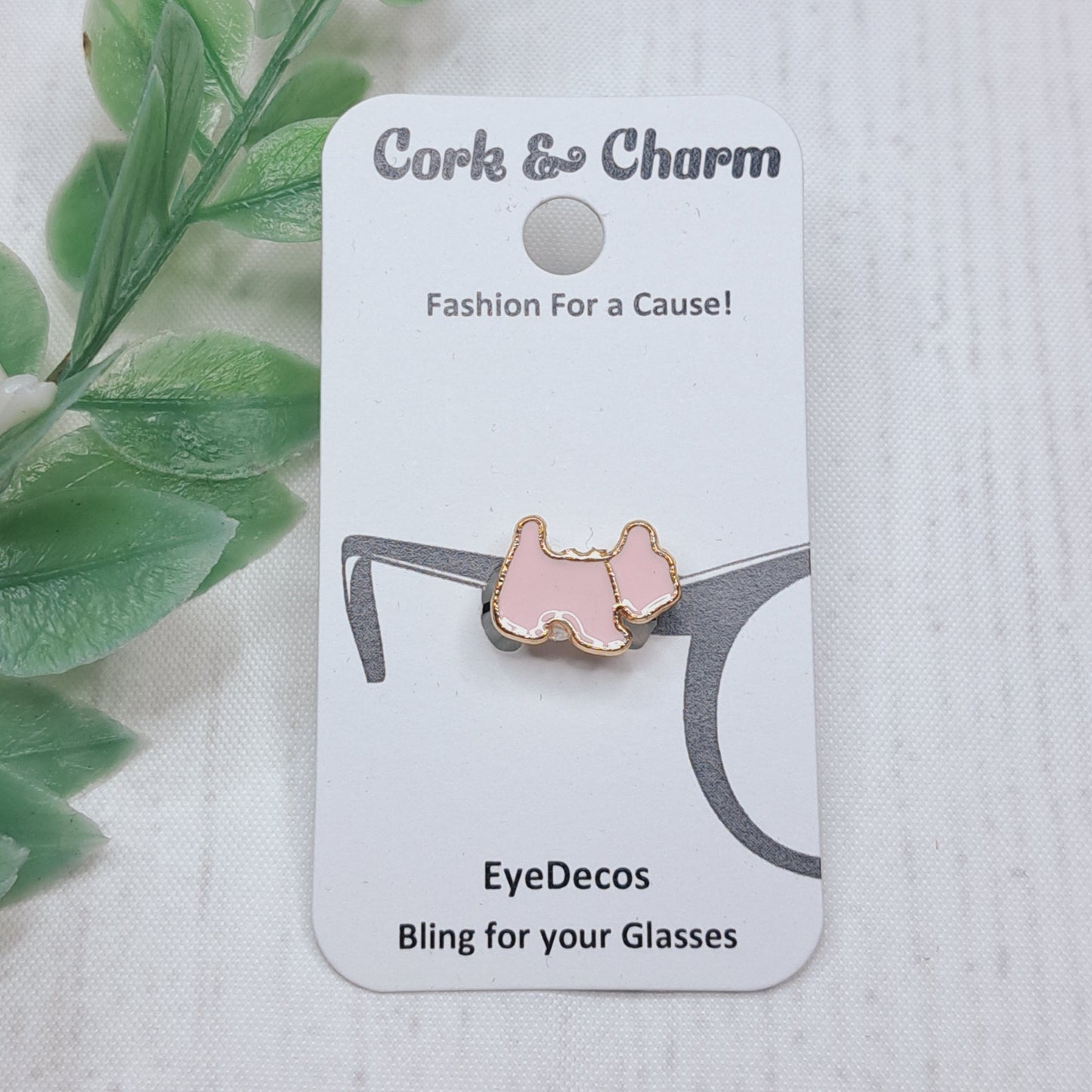 Pink Scottish Terrier Dog Gold Plated Enamel EyeDeco