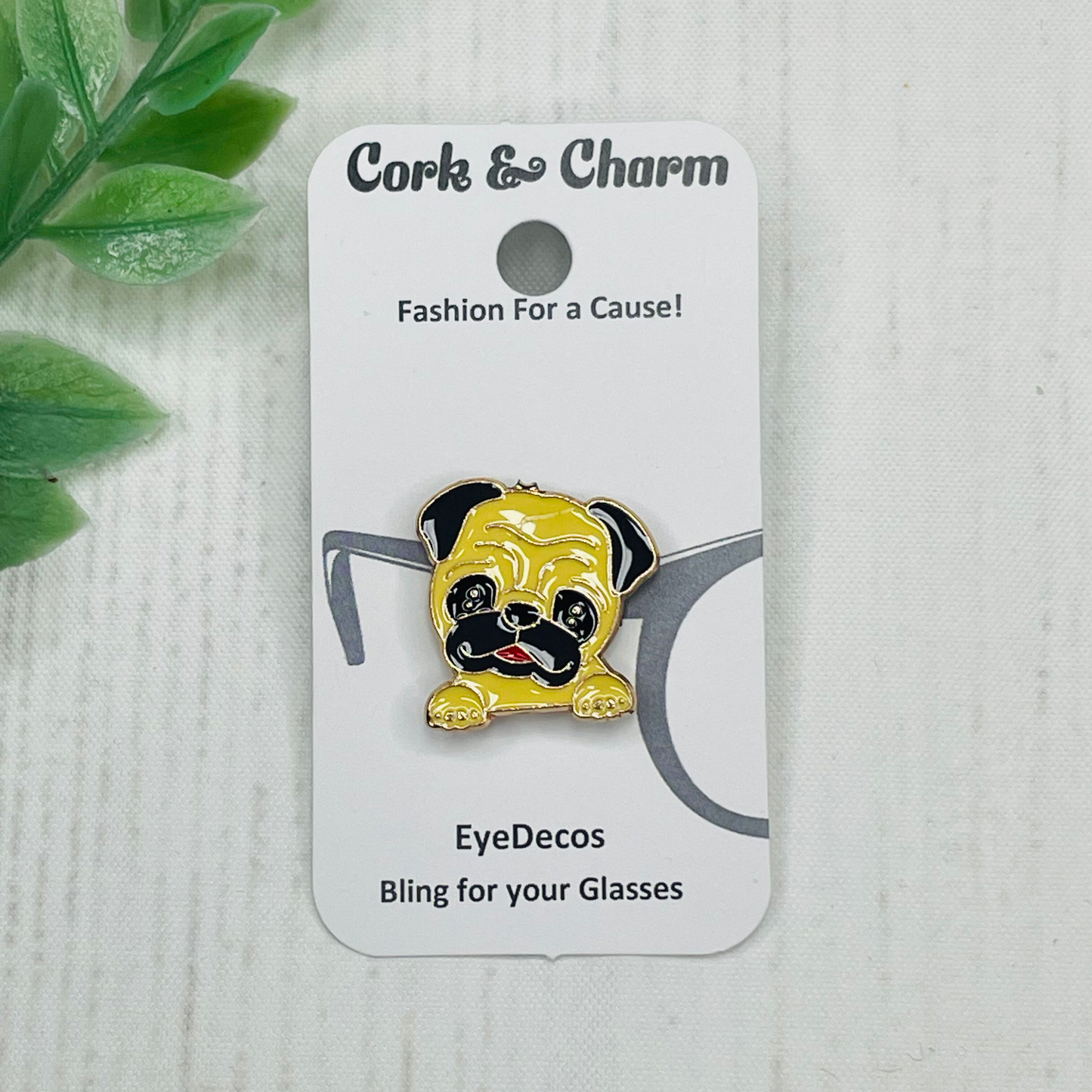 Pug Dog Plated Enamel EyeDeco
