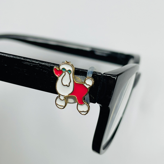 Red White Poodle Dog Plated Enamel EyeDeco