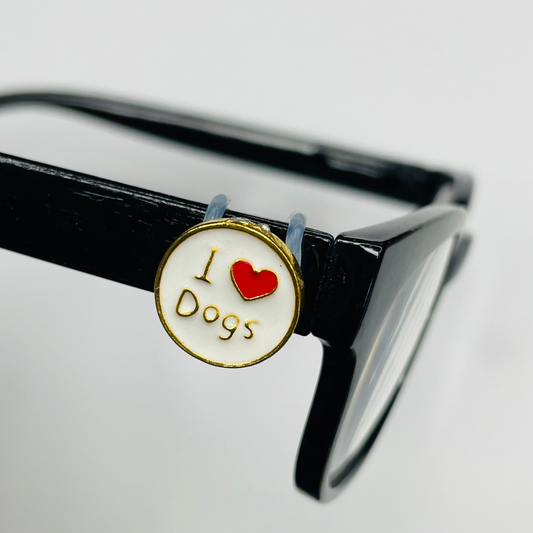 I Heart Love Dogs Gold Plated Enamel EyeDeco