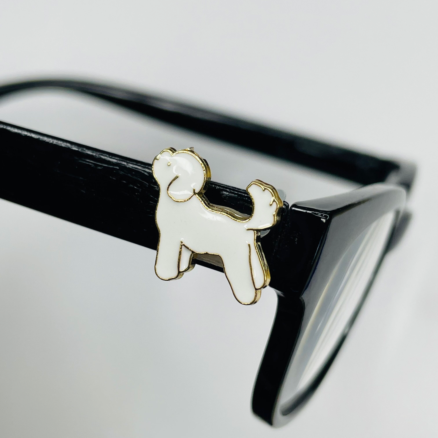White Dog Gold Plated Enamel EyeDeco