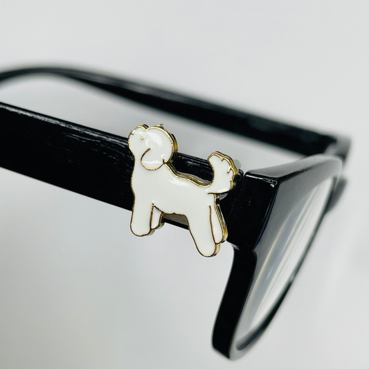 White Dog Gold Plated Enamel EyeDeco