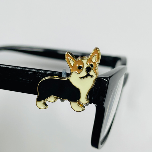 Corgi Dog Gold Plated Enamel EyeDeco