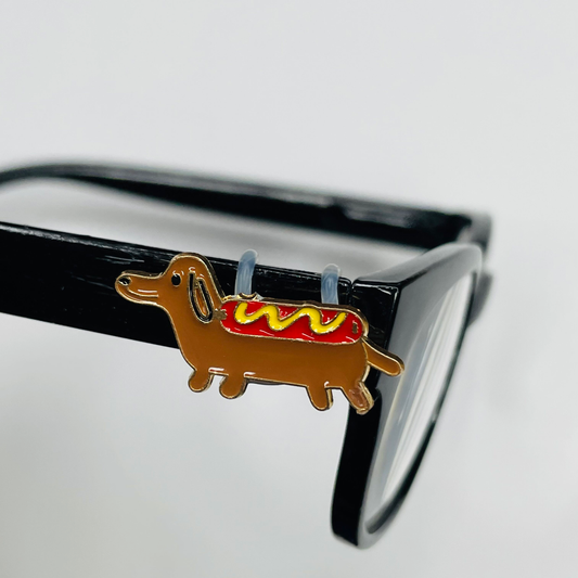 Hot Dog Dachshund Dog Gold Plated Enamel EyeDeco