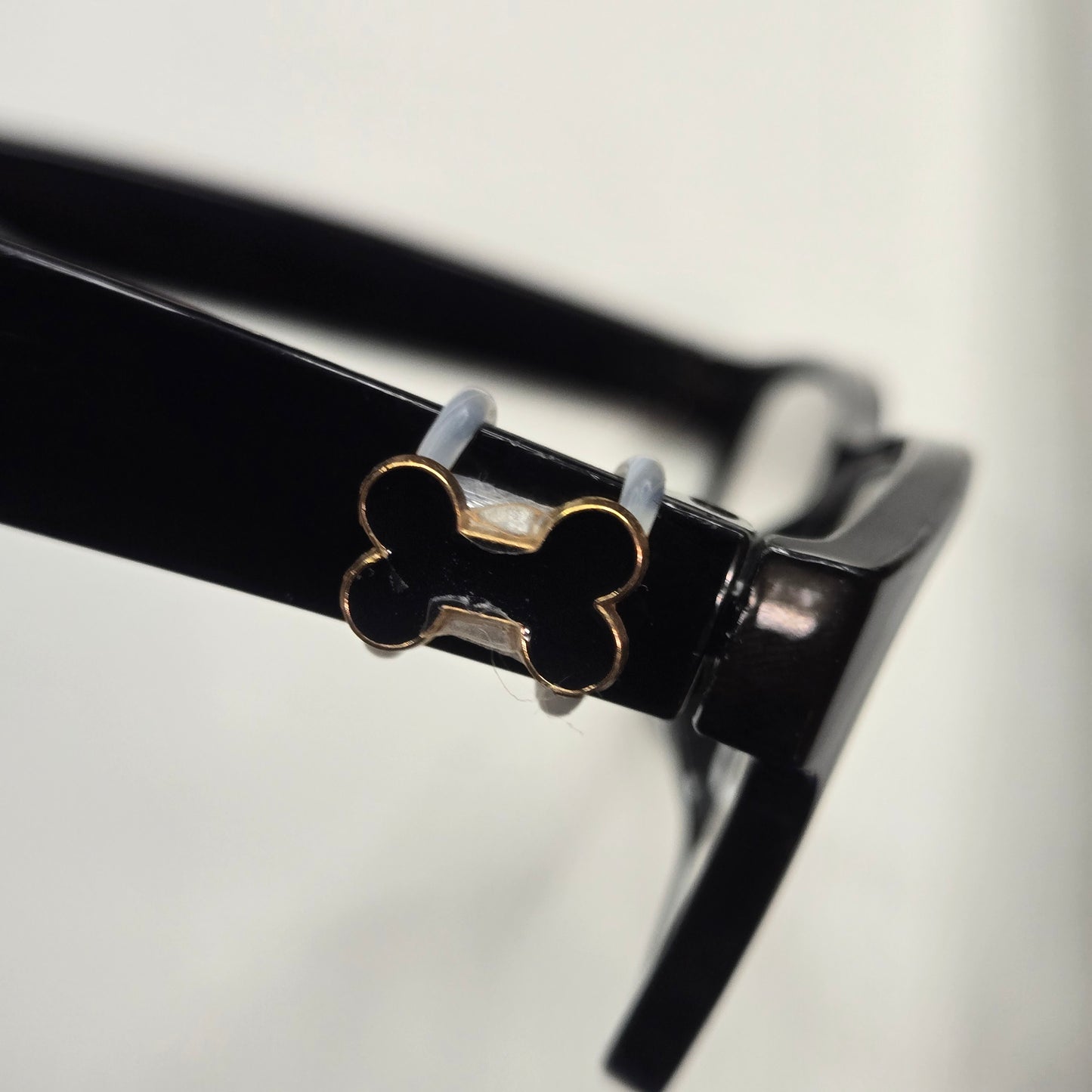 Black Dog Bone Gold Plated Enamel EyeDeco