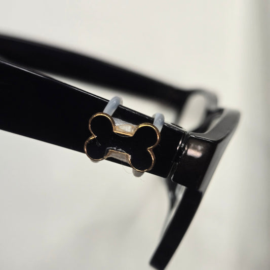 Black Dog Bone Gold Plated Enamel EyeDeco