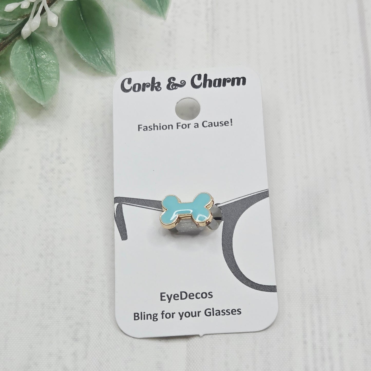 Blue Dog Bone Gold Plated Enamel EyeDeco