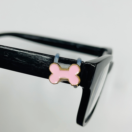 Pink Dog Bone Gold Plated Enamel EyeDeco
