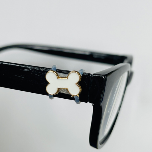 White Dog Bone Gold Plated Enamel EyeDeco