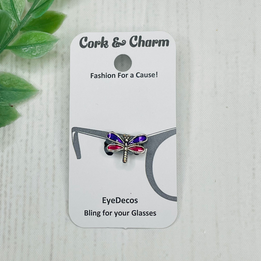 Purple Red Dragonfly Silver Enamel EyeDeco