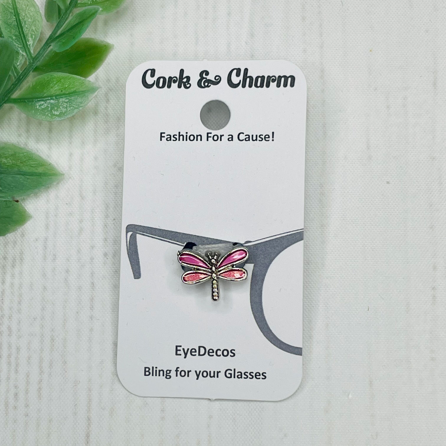 Pink Dragonfly Silver Enamel EyeDeco