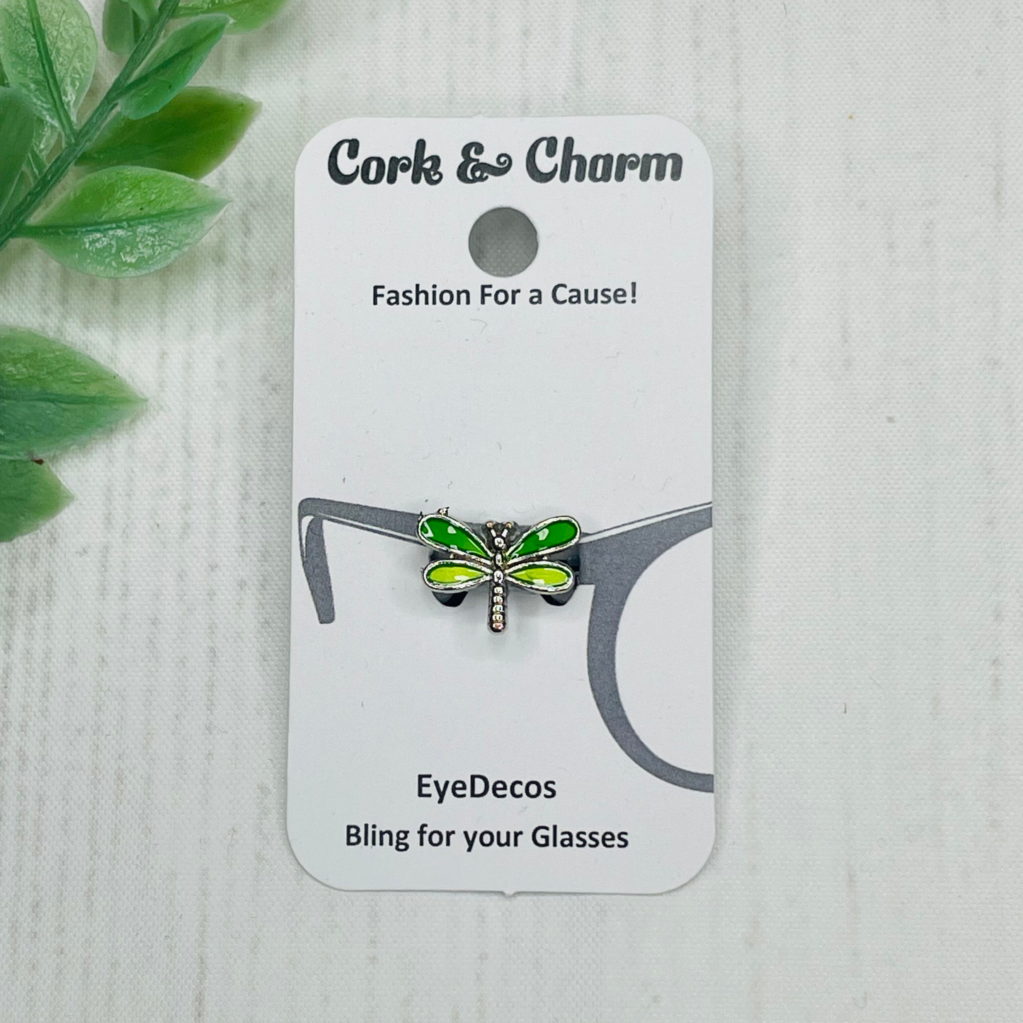 Green Dragonfly Silver Enamel EyeDeco