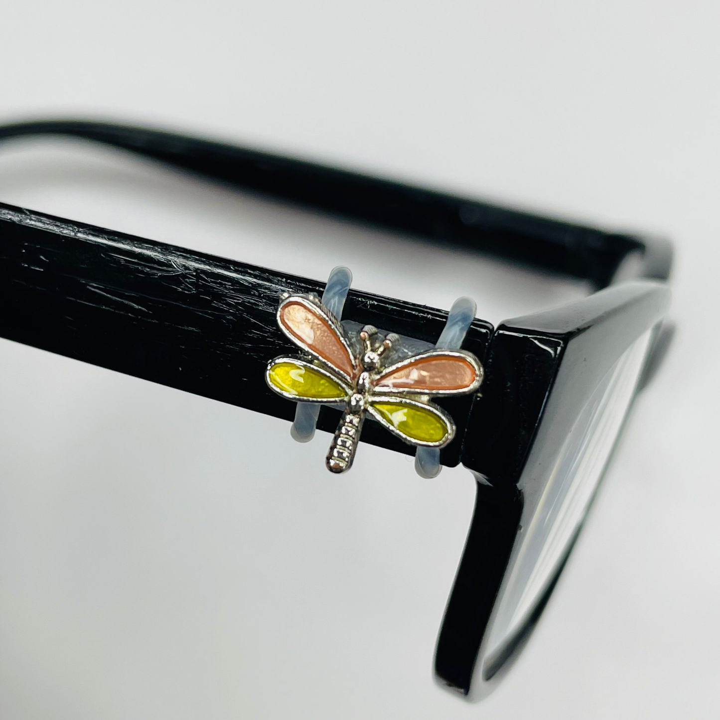 Peach and Yellow Dragonfly Silver Enamel EyeDeco