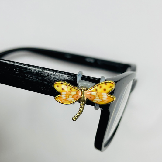 Yellow Spotted Dragonfly Gold Enamel EyeDeco