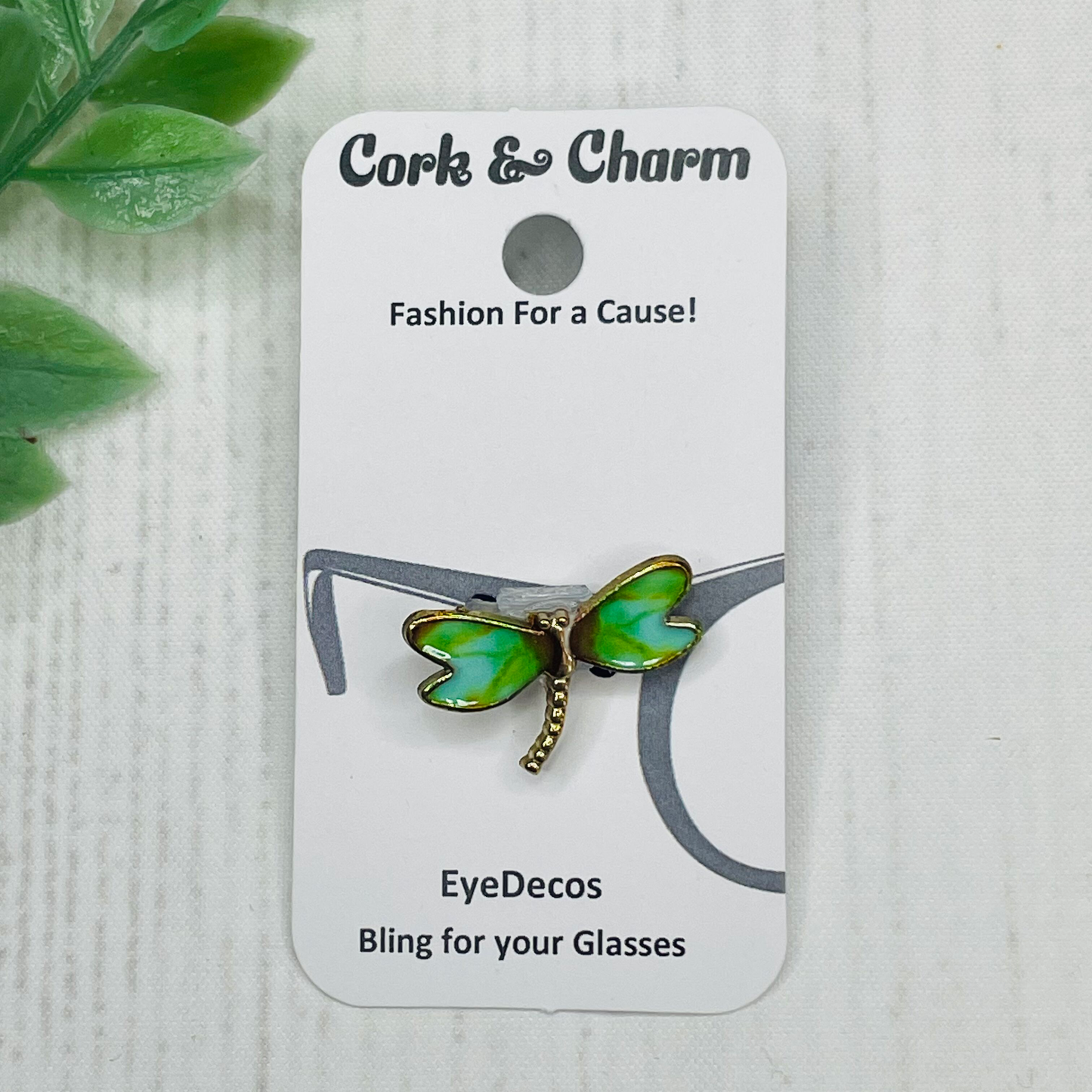 Green Dragonfly Gold Enamel EyeDeco