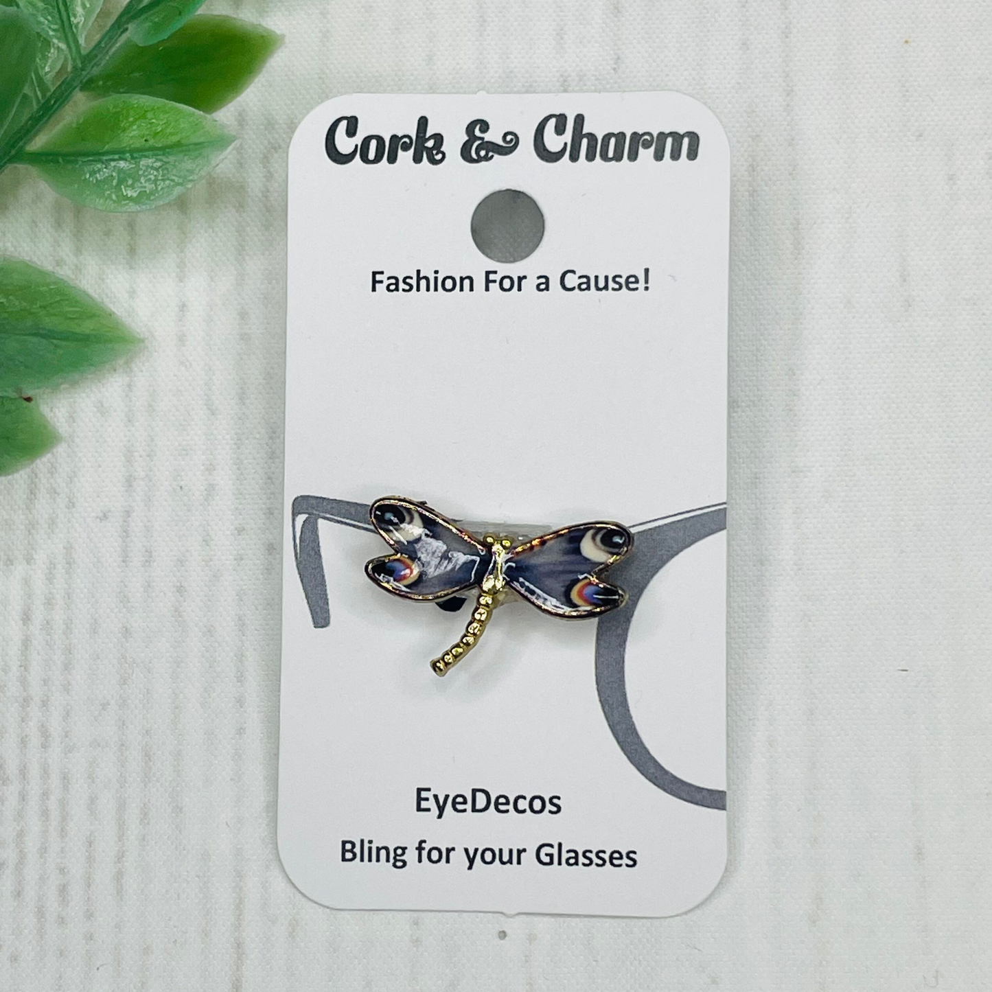 Purple Spotted Dragonfly Gold Enamel EyeDeco