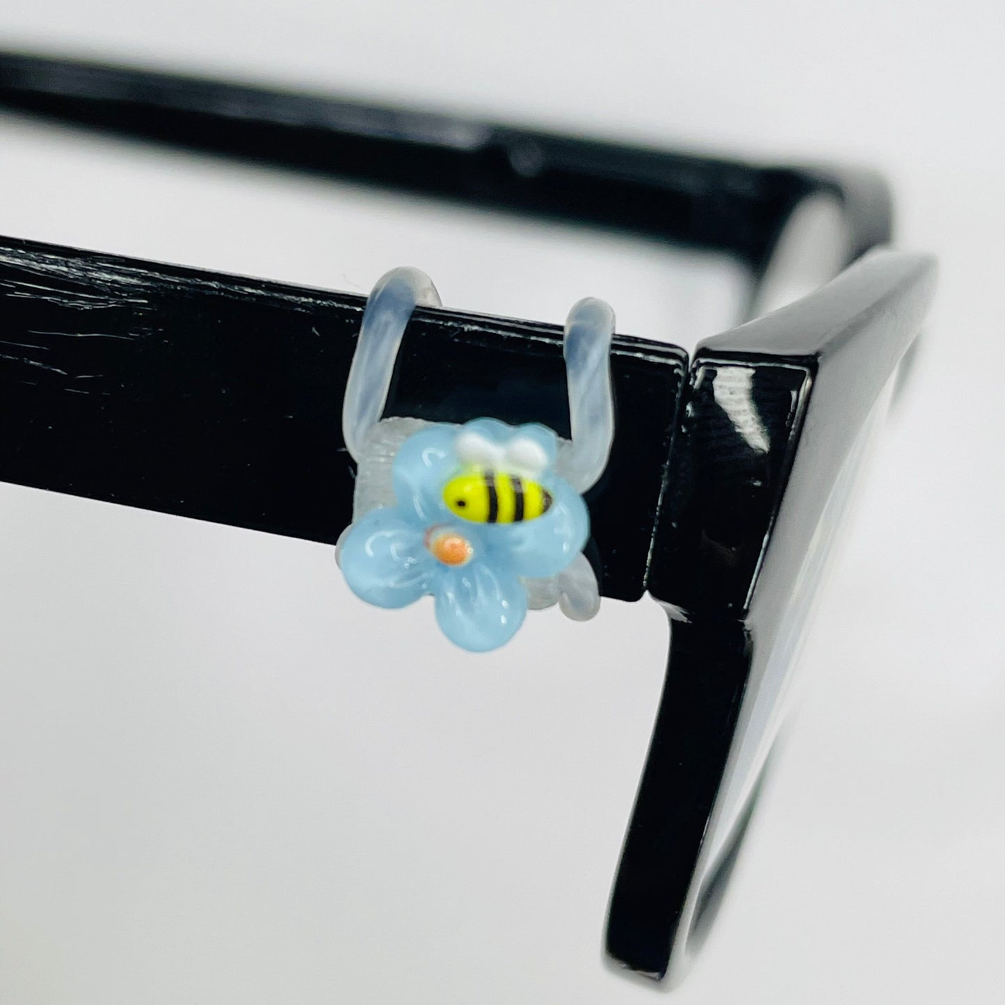 Mini Bee on Blue Flower Resin EyeDeco