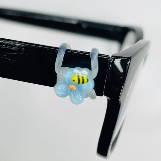 Mini Bee on Blue Flower Resin EyeDeco