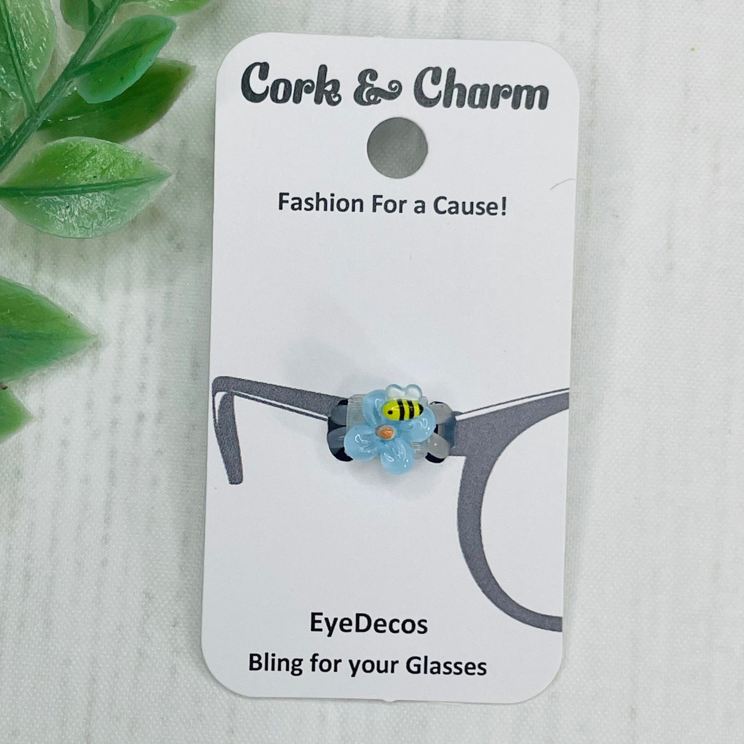 Mini Bee on Blue Flower Resin EyeDeco