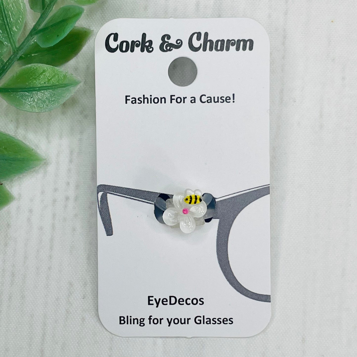 Mini Bee on White Flower Resin EyeDeco