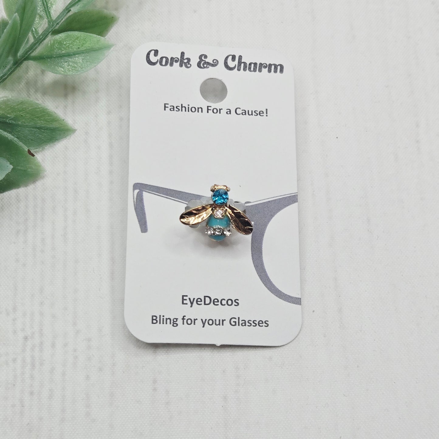 Blue and Gold Rhinestone Bee EyeDeco