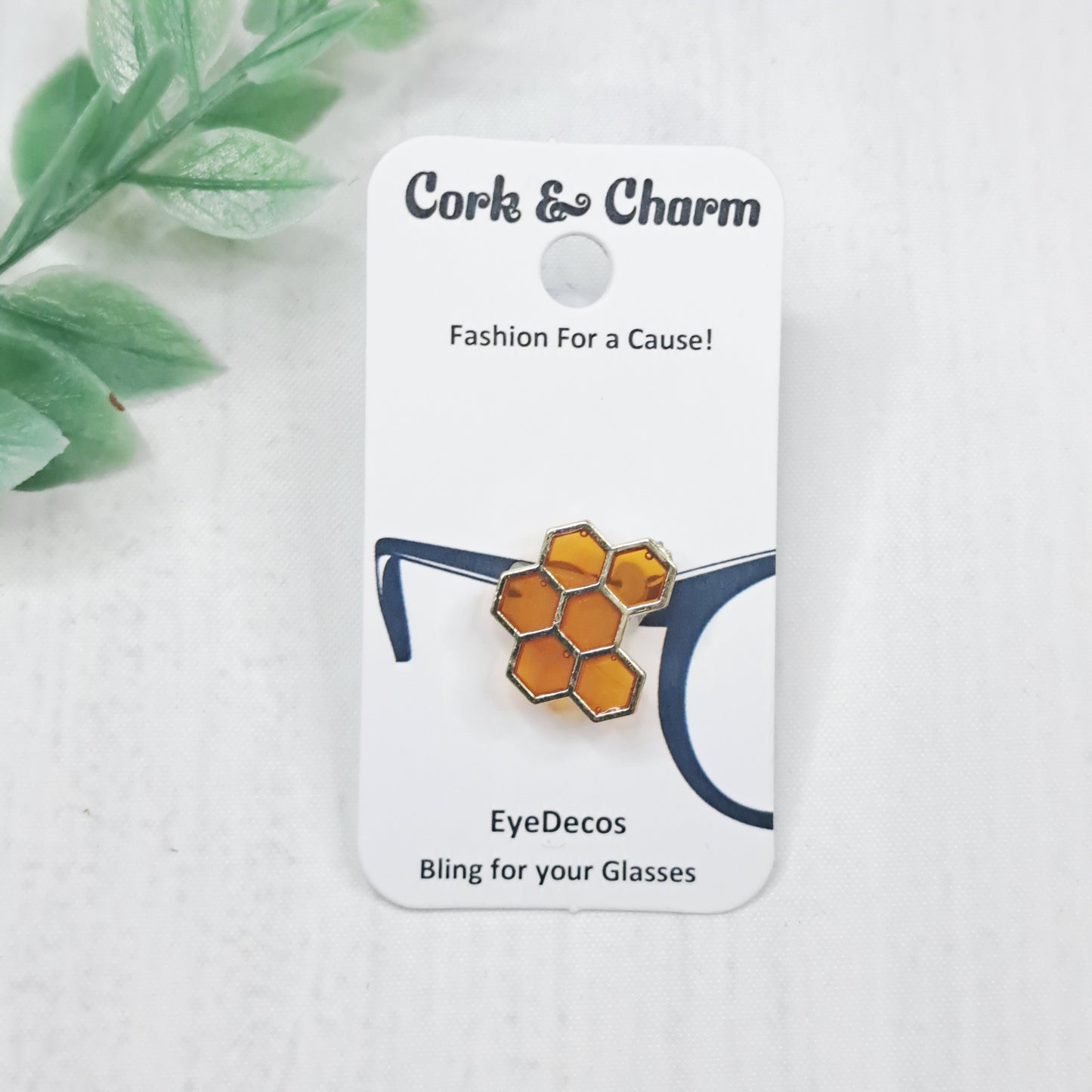 Yellow Bee Honey Honeycomb Enamel Resin EyeDeco