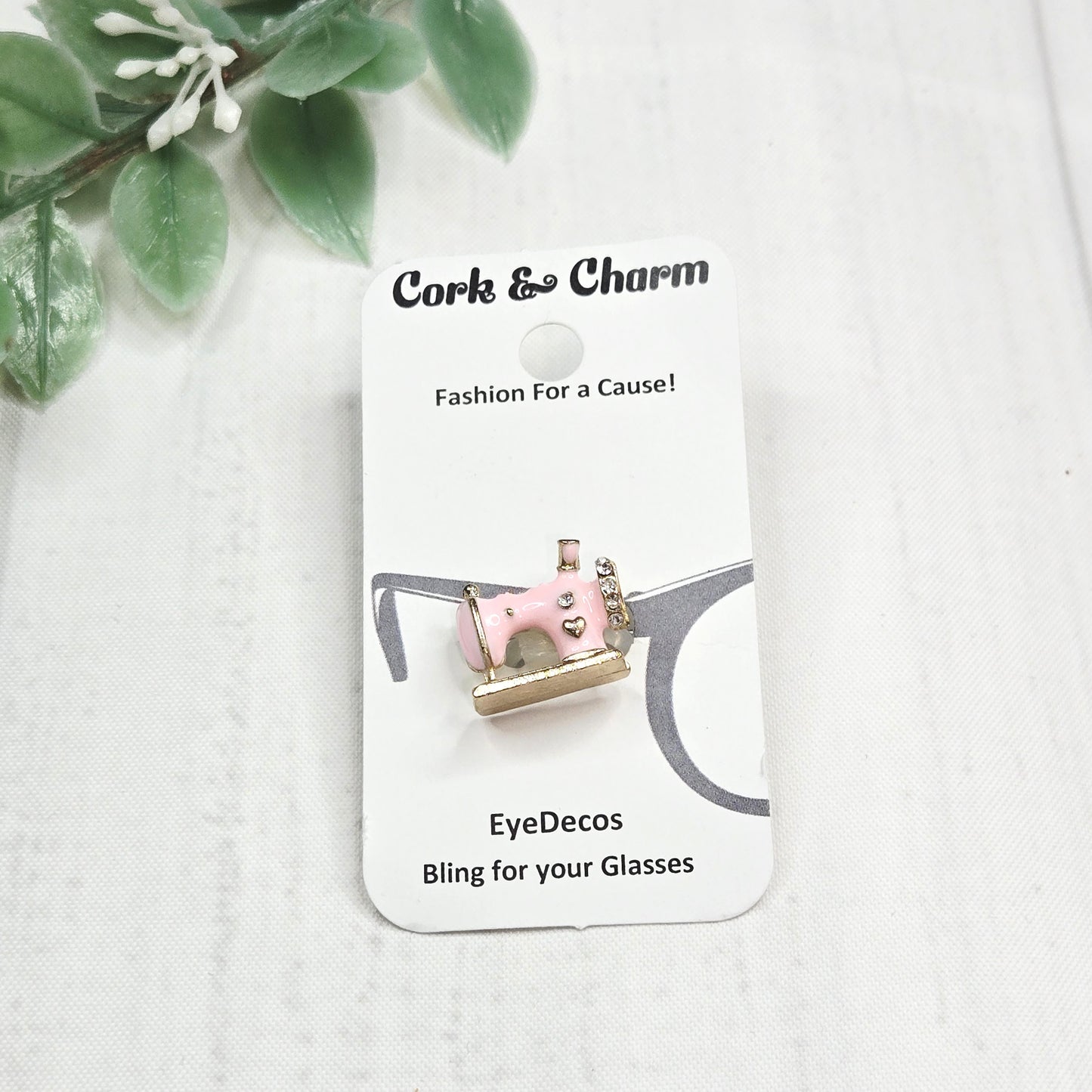 Pink Sewing Machine Bling Enamel EyeDeco
