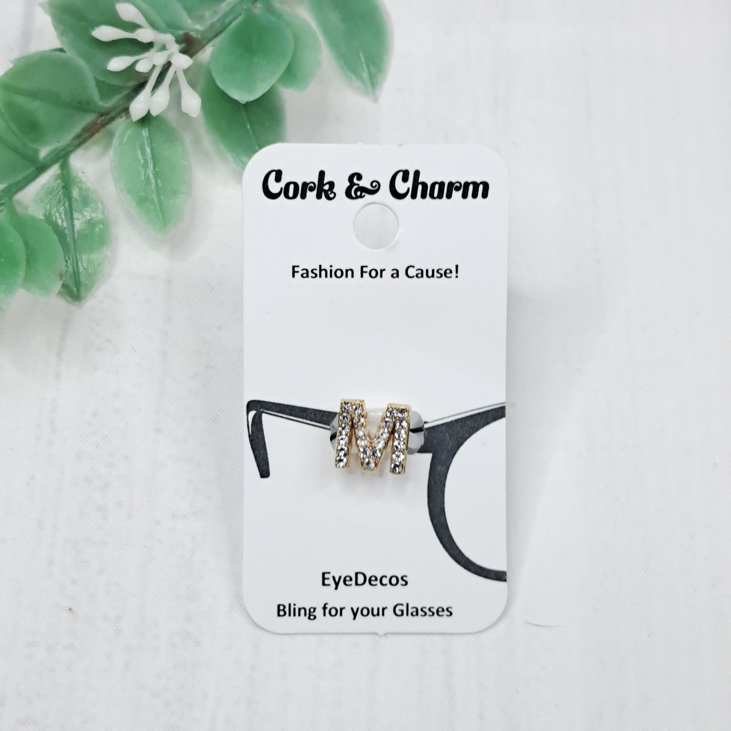 M Initial Rhinestone Bling EyeDeco