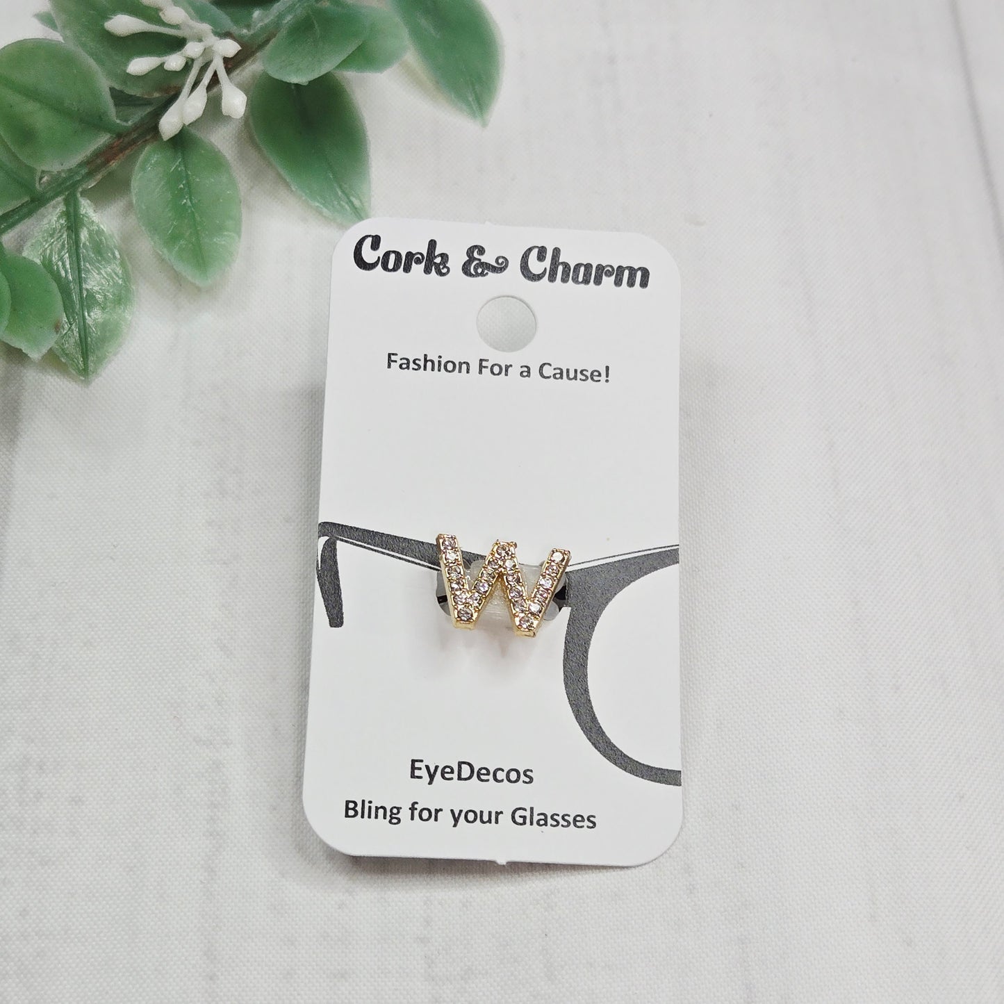 W Initial Rhinestone Bling EyeDeco