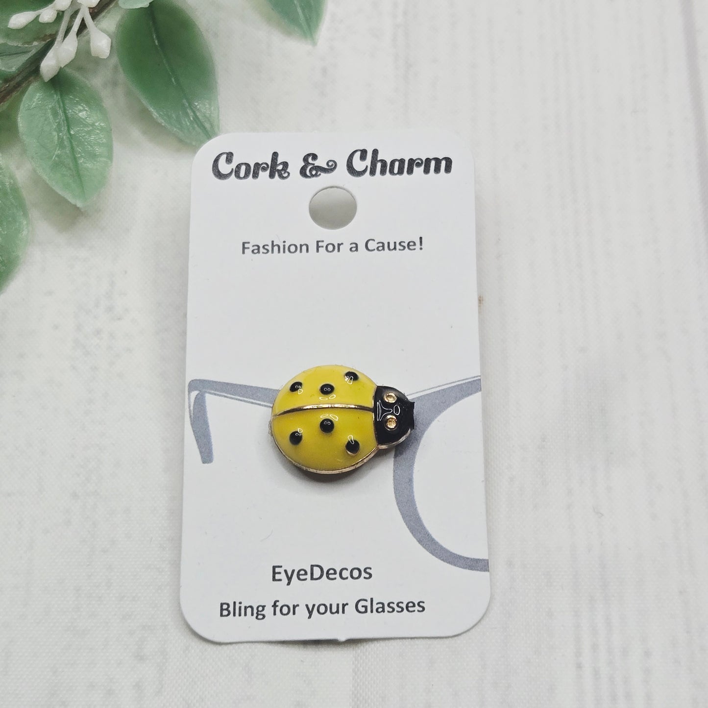 Yellow Ladybug Enamel EyeDeco