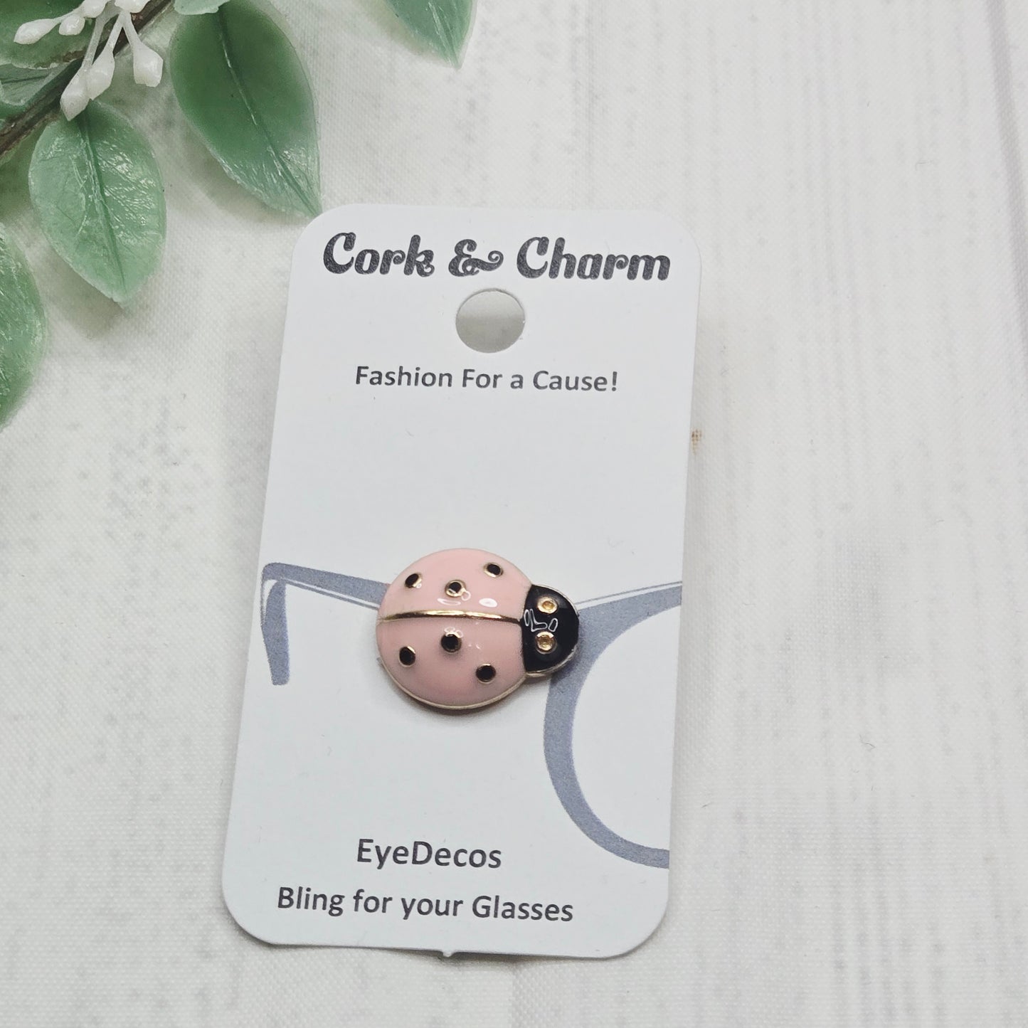 Pink Ladybug Enamel EyeDeco