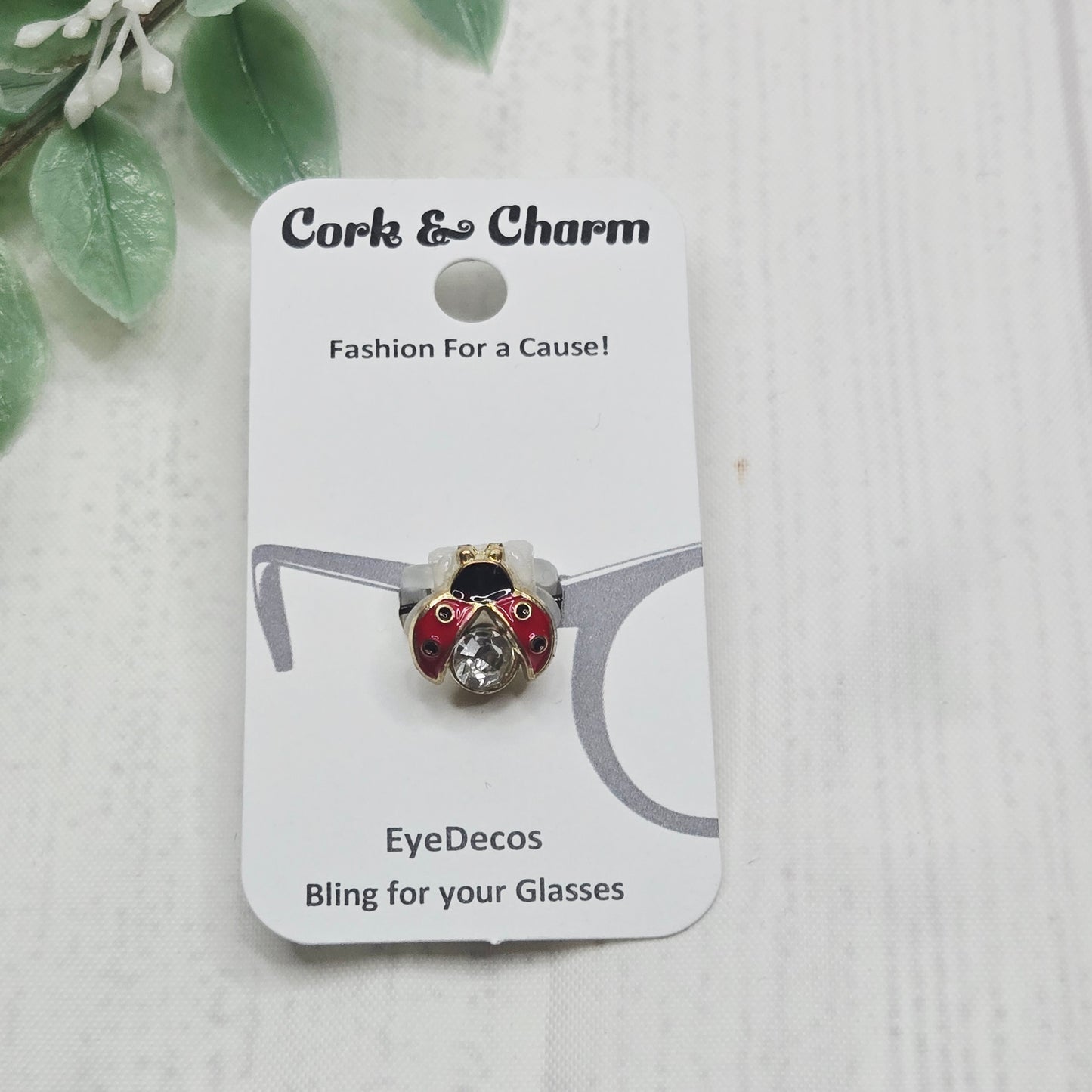 Red Ladybug Rhinestone Enamel EyeDeco