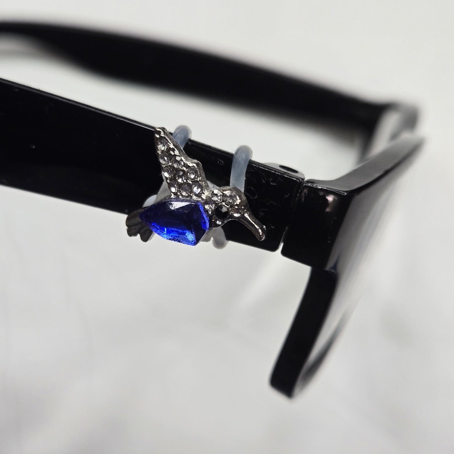 Royal Blue and Silver Hummingbird Rhinestone Metal EyeDeco