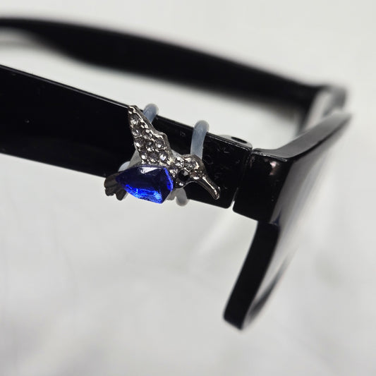 Royal Blue and Silver Hummingbird Rhinestone Metal EyeDeco